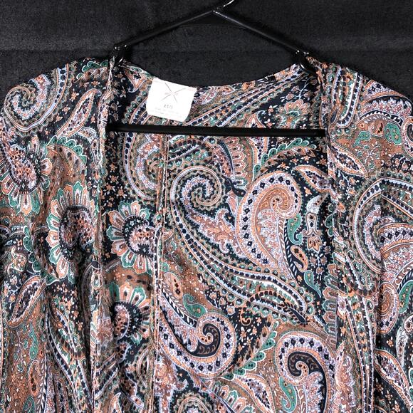 Pins And Needles Women Kimono Multicolor Paisley Open Front 3/4 Sleeve XS/S - Picture 2 of 11